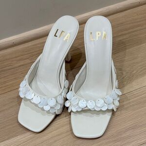 LPA Cream Heeled Sandals with Embellishments